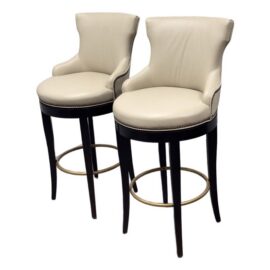 Century Furniture Tracy Swivel Leather Barstools, Pair. Original Price: $6,000