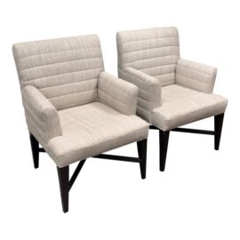 Hickory White Channel Tufted Lounge Armchairs, Pair. Original Price: $3,585