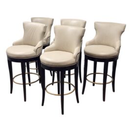 Century Furniture Leather Bar Stools, Set of Five. Original Price: $15,000