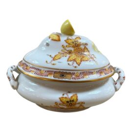 Herend Porcelain Chinese Bouquet Covered Dish With Lemon Finial