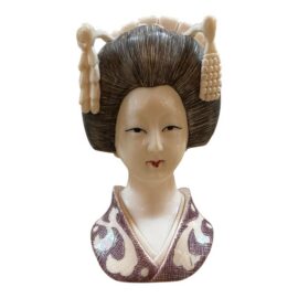 Japanese Bijin-Geisha Bust on Pedestal, Signed