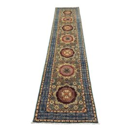 2ft 6in × 11ft 7in Traditional Kumyk Hand-Knotted Geometric Runner Rug