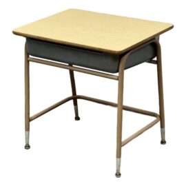 Lift-Top Metal + Wood School Desk, Mid 20th Century