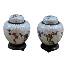 Chinese Cloisonné Ginger Jars, Pair