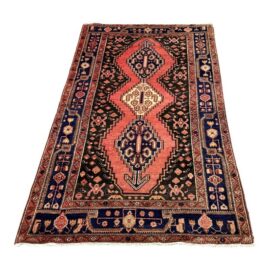 4ft 4in × 8ft 1in Persian Hamadan Hand-Knotted Wool Area Rug, Vintage
