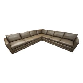 NEW Bespoke Italian Truffle Pebbled Leather Sectional, Three Piece. Original Price: $11,625