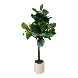 Faux Fiddle Leaf Fig Tree + White Planter