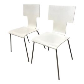 Modern Molded Plywood Side Chairs, Pair