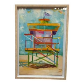 Liz Jardine Modern Lifeguard Hut Art Print, Framed