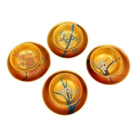 Japanese Botanical Bowls & Plates, Set of Eight