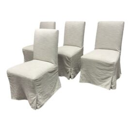 Crate & Barrel Addison Slipcovered Dining Chairs, Set of Four. Original Price: $1,680