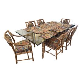 McGuire Furniture Bamboo Dining Room Table + Chairs, Set