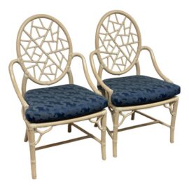 Elinor McGuire for McGuire Furniture Crackled Ice Dining Chairs, Pair. Original Price: $7,000