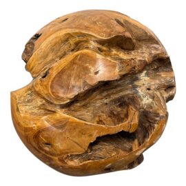 Wood Root Hand-Carved Organic Sculpture Sphere, Small