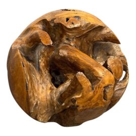 Wood Root Hand-Carved Organic Sculpture Sphere, Large