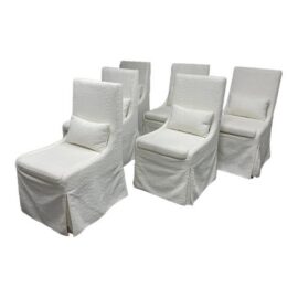 Matthew Williams for Uttermost Coley White Armless Dining Chairs, Set of Six. Original Price: $4,500