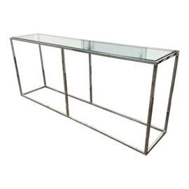 Modern Chrome + Glass Console Table. Original Price: $800