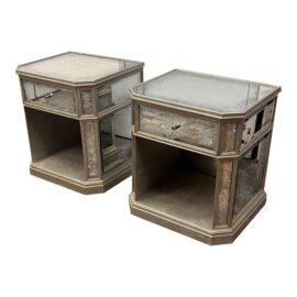 Restoration Hardware 1930s French Mirrored Open Nightstands, Pair. Original Price: $2,300