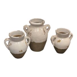 Pottery Barn Tuscan Handcrafted Terracotta Double-Handled Urns, Set of Three. Original Price: $450