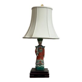 Chinese Famille Rose Porcelain Court Figure Table Lamp, Vintage