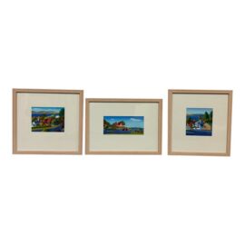 Steve Howie Signed Tasmania, Australia Architectural Artworks, Set of 3