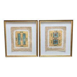 Kara Young - Framed Mixed Media Abstract Works, a Pair