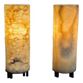 Oly Studio Onyx Cylinder Table Lamps, Pair