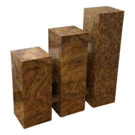 Burl Wood Veneer Pedestals, Set of Three