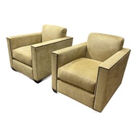 Baker Furniture Manhattan Lounge Armchairs, Pair. Estimate Price: $11,900