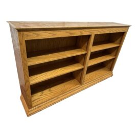 Double-Wide Golden Oak Wood Bookcase