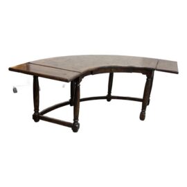 Parquetry Kidney-Shaped Drop Leaf Writing Desk