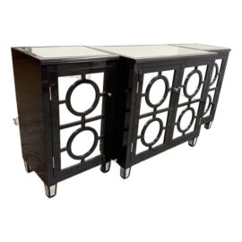 Worlds Away Ava Black Lacquer Mirror Buffet, Set of Three. Original Price: $3,770