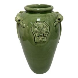 Leona for Neiman Marcus Italian Green Crackle-Glazed Ceramic Vase. Original Price: $195