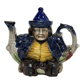 Staffordshire Style Majolica Toby Parliament Judge Teapot