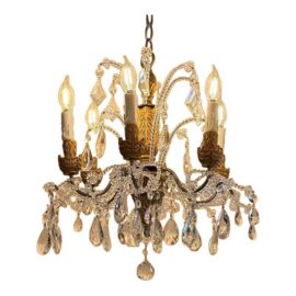 Eloquence Petite Genovese Six-Light Chandelier, Aged Gold. Original Price: $3,545