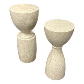 Noir Architect Side Table Style "A" + "B", Set of Two. Original Price: $1,800