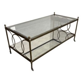 Hollywood Regency Metal + Mirrored Glass Cocktail Table