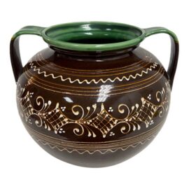 Hungarian Folk Art Double-Handled Pottery Vessel