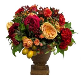 Classical Faux Rose + Fruit Floral Arrangement. Original Price: $585