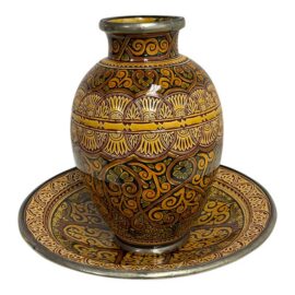 Moroccan Ceramic Vase + Bowl, Set of Two