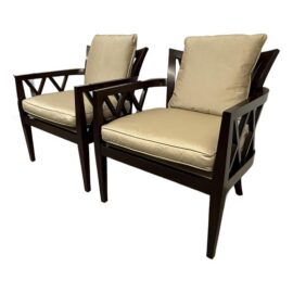 Barbara Barry for Baker Furniture Double X Armchairs, Pair