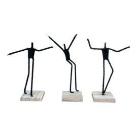 Vintage Brutalist Wire-Wrapped Dancing Figure Sculptures, Set of Three