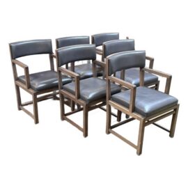 B&B Italia Simplice Leather Arm Chairs, Set of Six. Original Price: $14,200