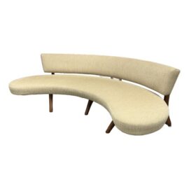 Vladimir Kagan Style Mid-Century Modern Floating Curved Sofa. Estimate Price: $8,935