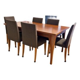 Italian Modern Extendable Dining Table + Six Dining Chairs Set. Estimate Price: $12,970