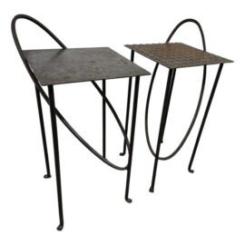 Rhode Island School of Design Wrought Iron Side Tables, Pair
