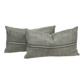 NEW Thom Filicia Home Collection Draper Slate Lumbar Pillows. Original Price: $250