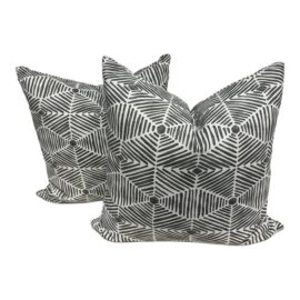 NEW Thom Filicia for Eastern Accents Veldman Slate Pillows, Pair. Original Price: $230