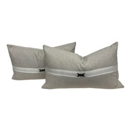 NEW Thom Filicia Home Collection Frost Buckle Lumbar Pillows, Pair. Original Price: $250