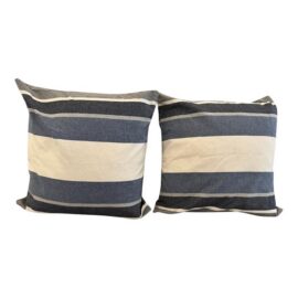 NEW Thom Filicia Home for Eastern Accents Wainscot Denim Throw Pillows, Pair